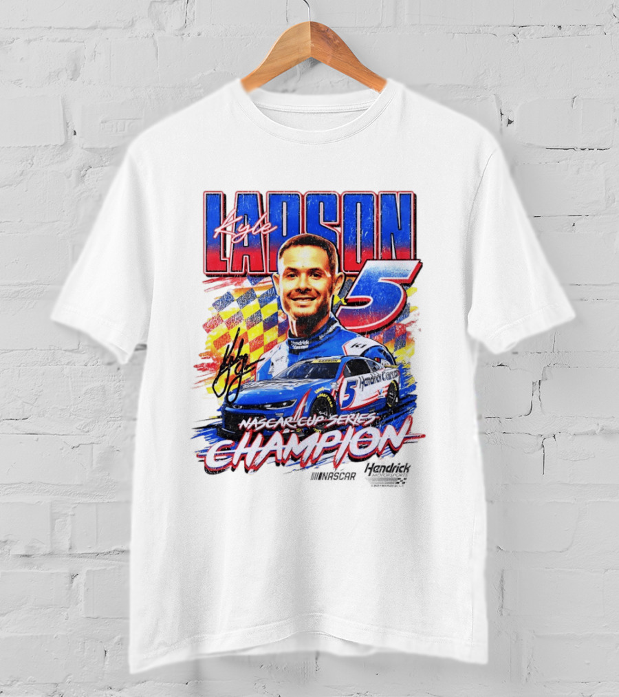 Kyle Larson NASCAR Cup Series Champion Number 5 Hendrick Motorsports Signature T-Shirt