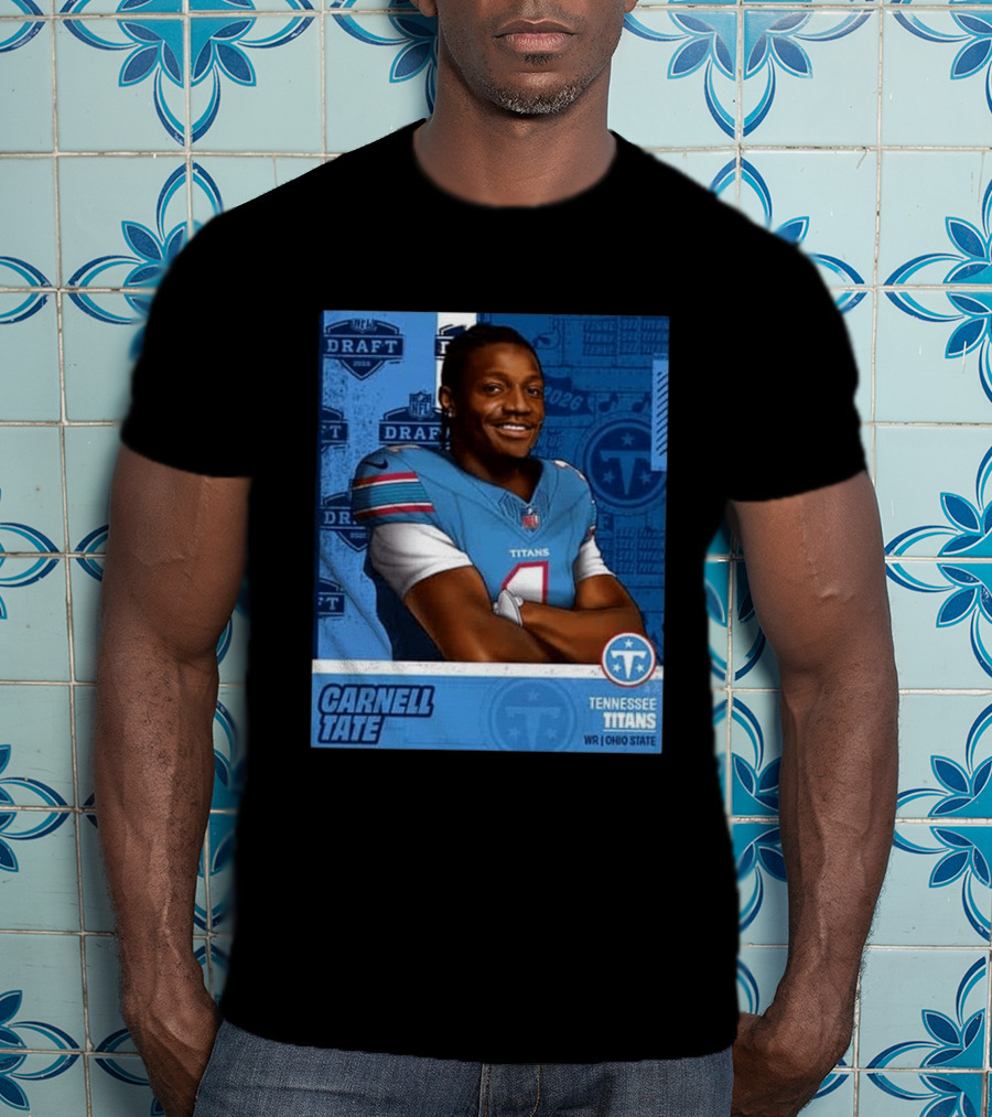 Carnell Tate Tennessee Titans 2026 NFL Draft Pick Round 1 Pick 4 WR Ohio State T-Shirt