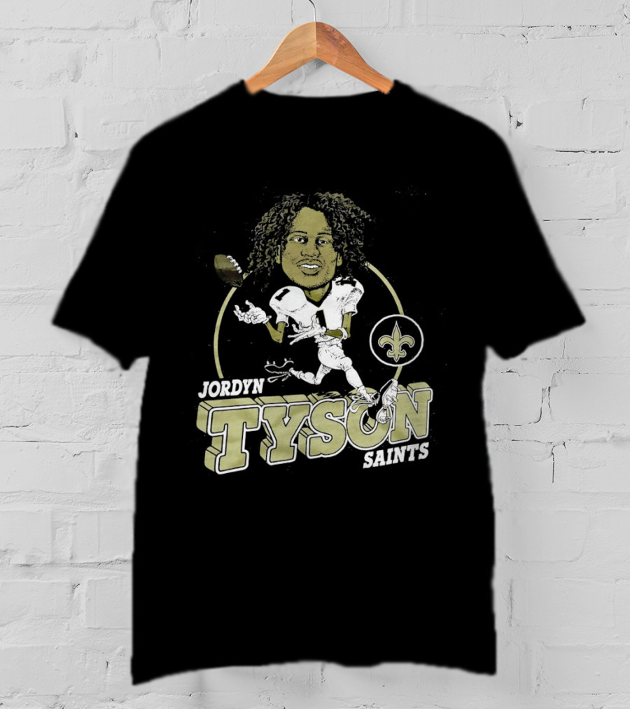 New Orleans Saints Jordyn Tyson Number 1 Caricature Fleur De Lis T-Shirt