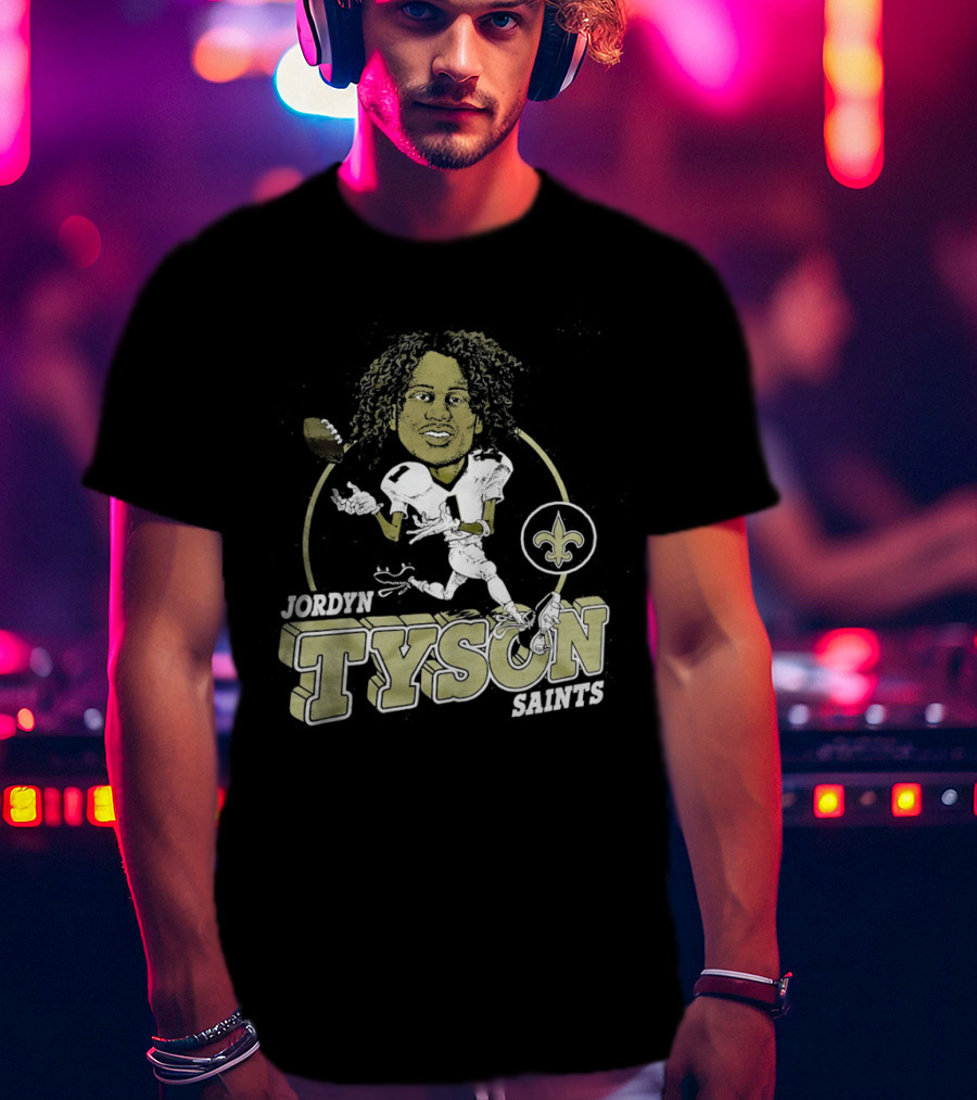 New Orleans Saints Jordyn Tyson Number 1 Caricature Fleur De Lis T-Shirt