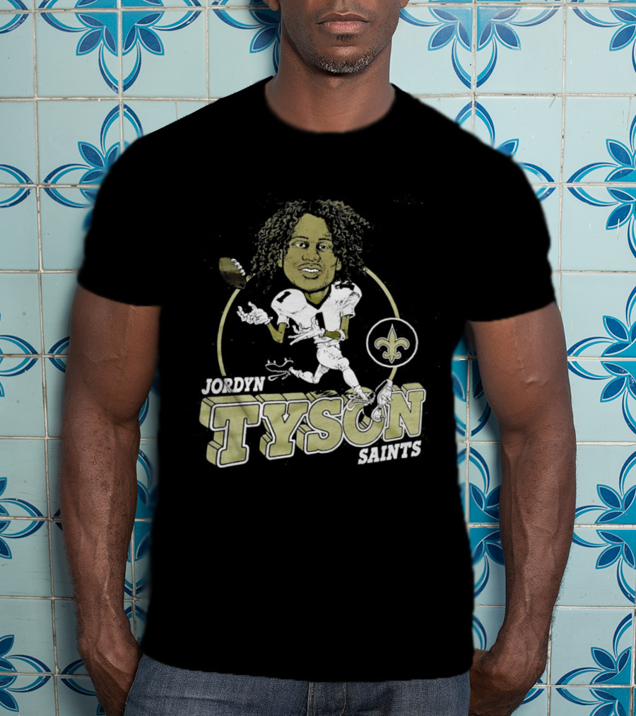 New Orleans Saints Jordyn Tyson Number 1 Caricature Fleur De Lis T-Shirt