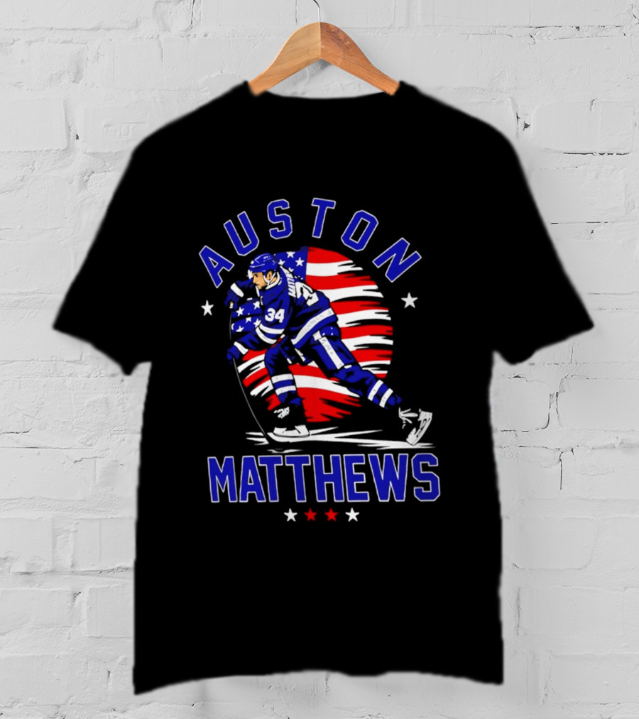 Auston Matthews USA Hockey Number 34 Stars And Stripes Energy T-Shirt