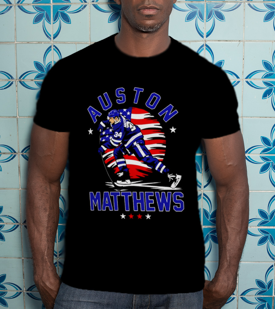 Auston Matthews USA Hockey Number 34 Stars And Stripes Energy T-Shirt
