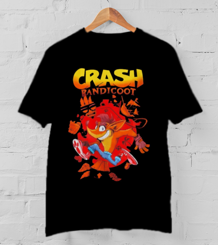 Crash Bandicoot Cartoon Classic Character Action Adventure T-Shirt