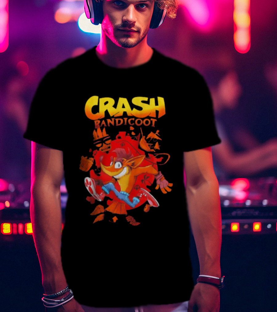 Crash Bandicoot Cartoon Classic Character Action Adventure T-Shirt