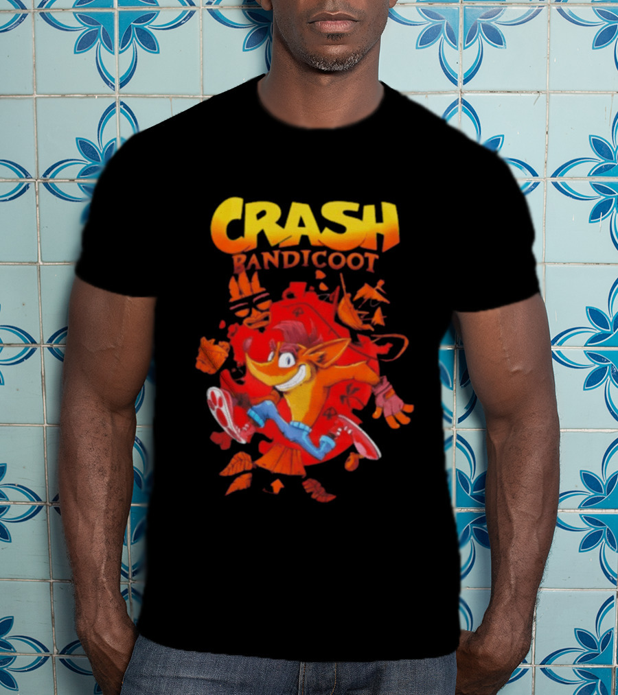 Crash Bandicoot Cartoon Classic Character Action Adventure T-Shirt