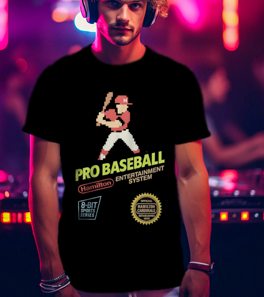 Hamilton Cardinals 8 Bit Nintendo Licensed Pro Baseball Players T-Shirt