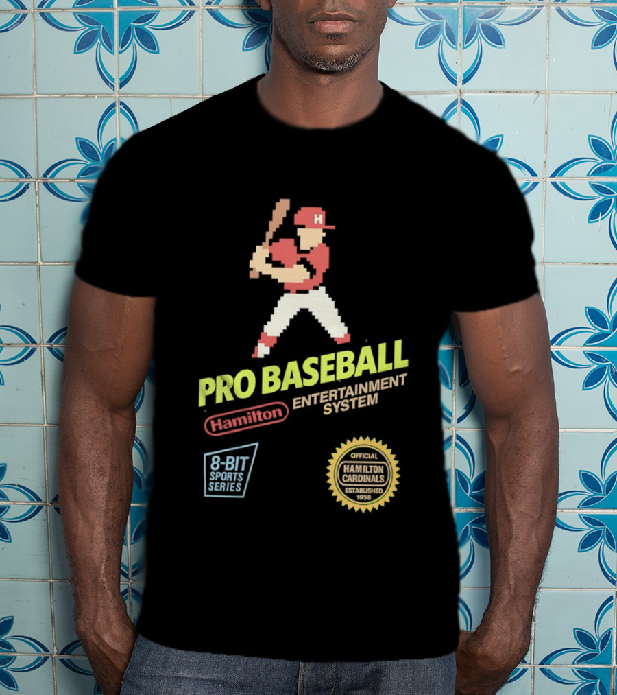 Hamilton Cardinals 8 Bit Nintendo Licensed Pro Baseball Players T-Shirt