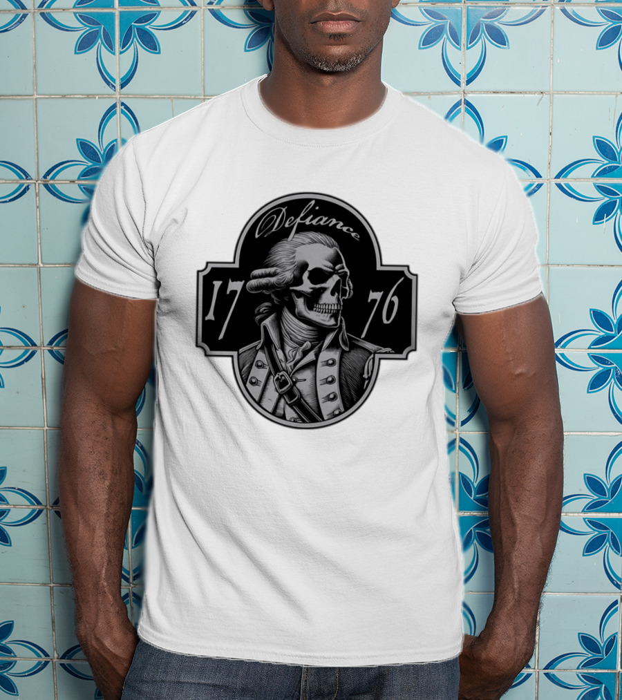 Defiance 1776 George Washington Skeleton Patriotic T-Shirt