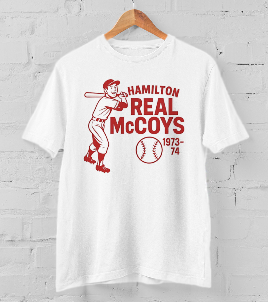 Hamilton Real McCoys Baseball 1973 1974 Retro Player T-Shirt