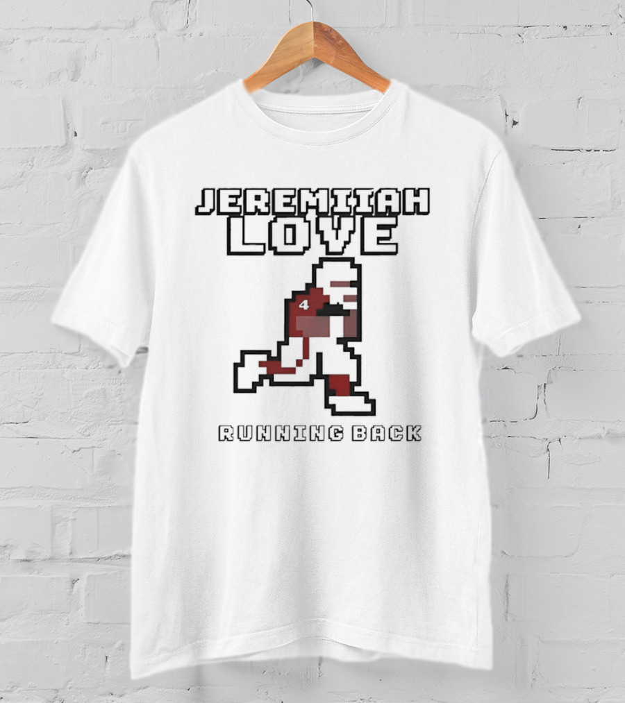 Jeremiyah Love Running Back Notre Dame Fighting Irish Pixel T-Shirt