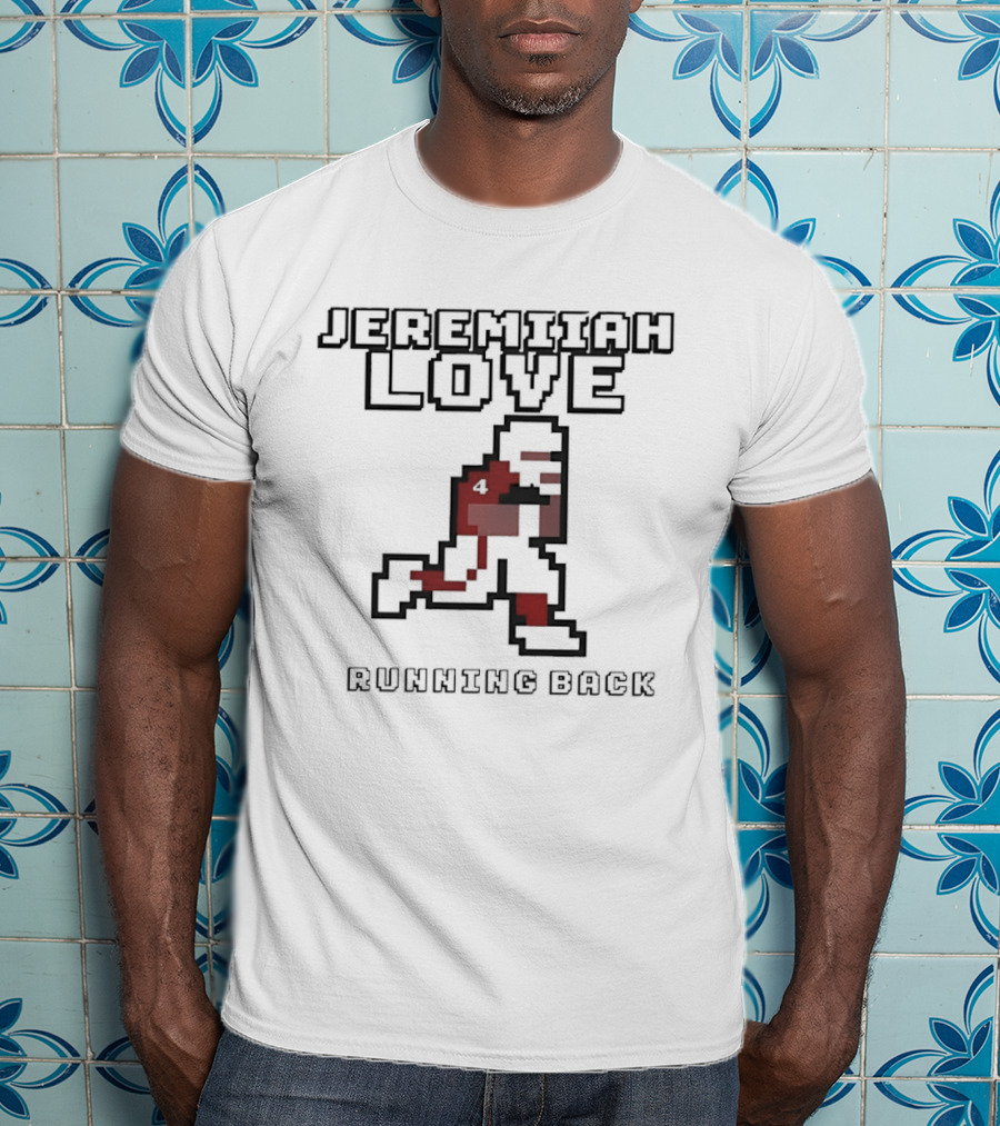 Jeremiyah Love Running Back Notre Dame Fighting Irish Pixel T-Shirt