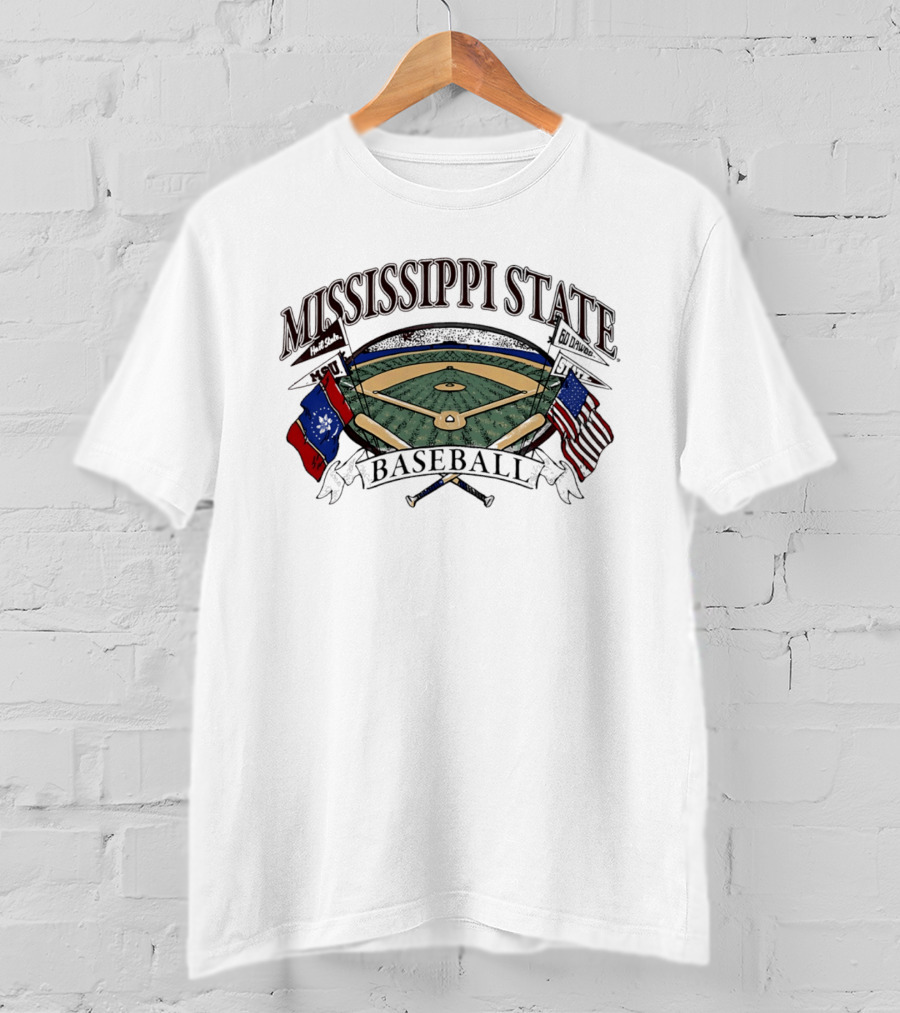 Mississippi State Baseball American Flag Infield T-Shirt