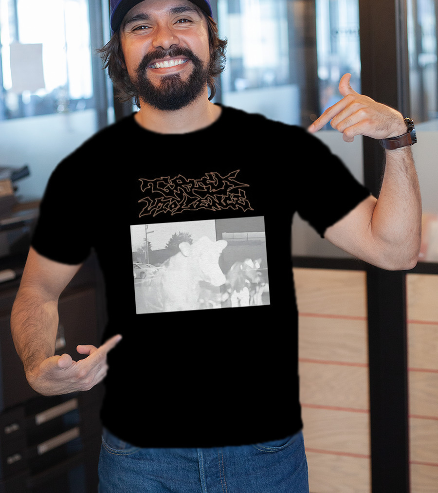 Truck Stop Violence Cow Photo Retro Style Casual Wear T-Shirt