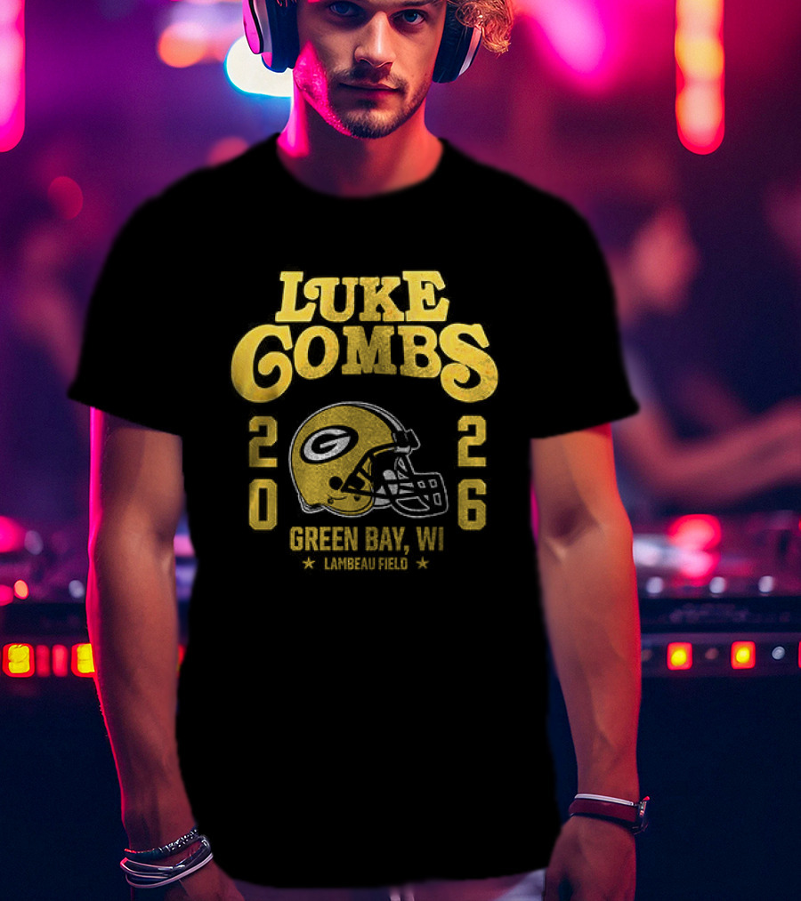 Luke Combs Green Bay WI Tour 2026 Helmet Packers Collaboration T-Shirt