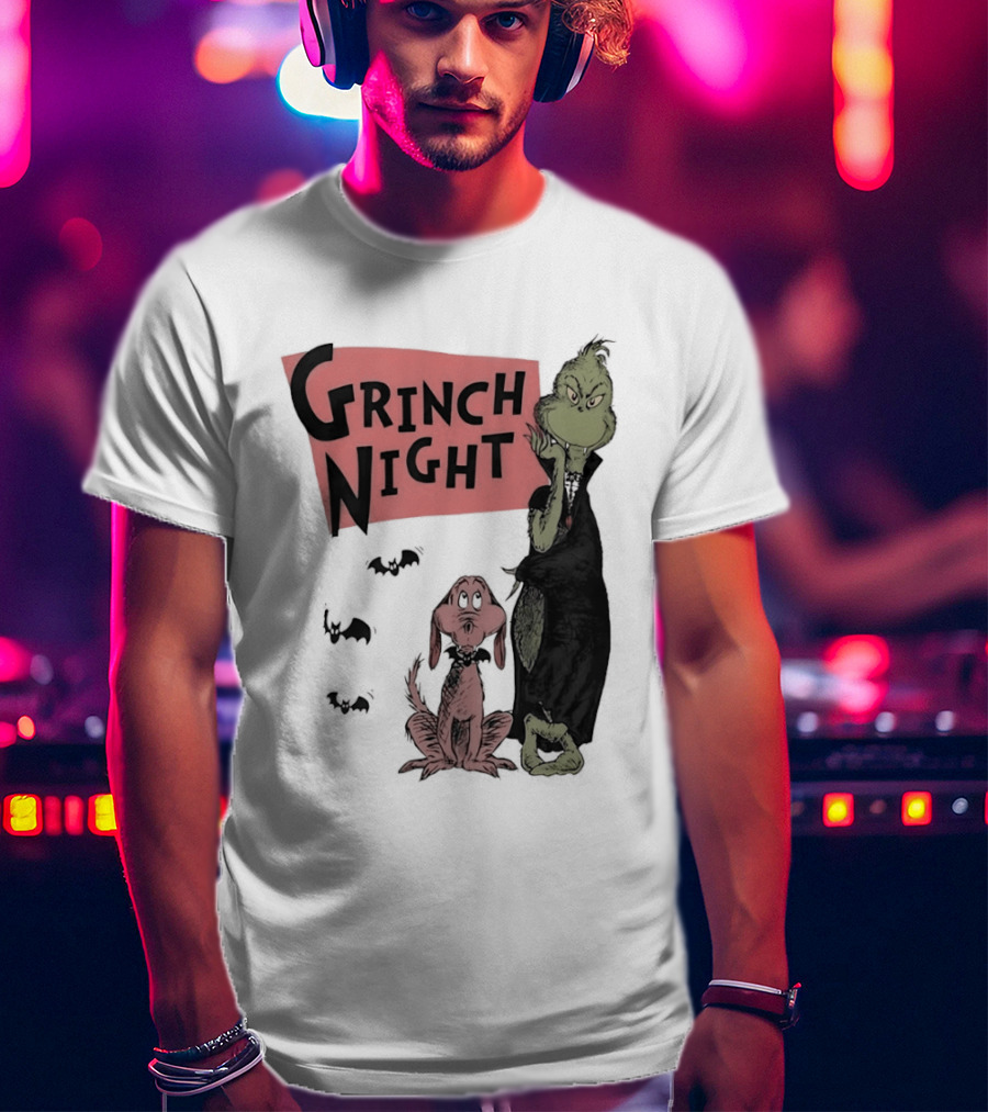 Grinch And Max Halloween Night Spooky Scene T-Shirt