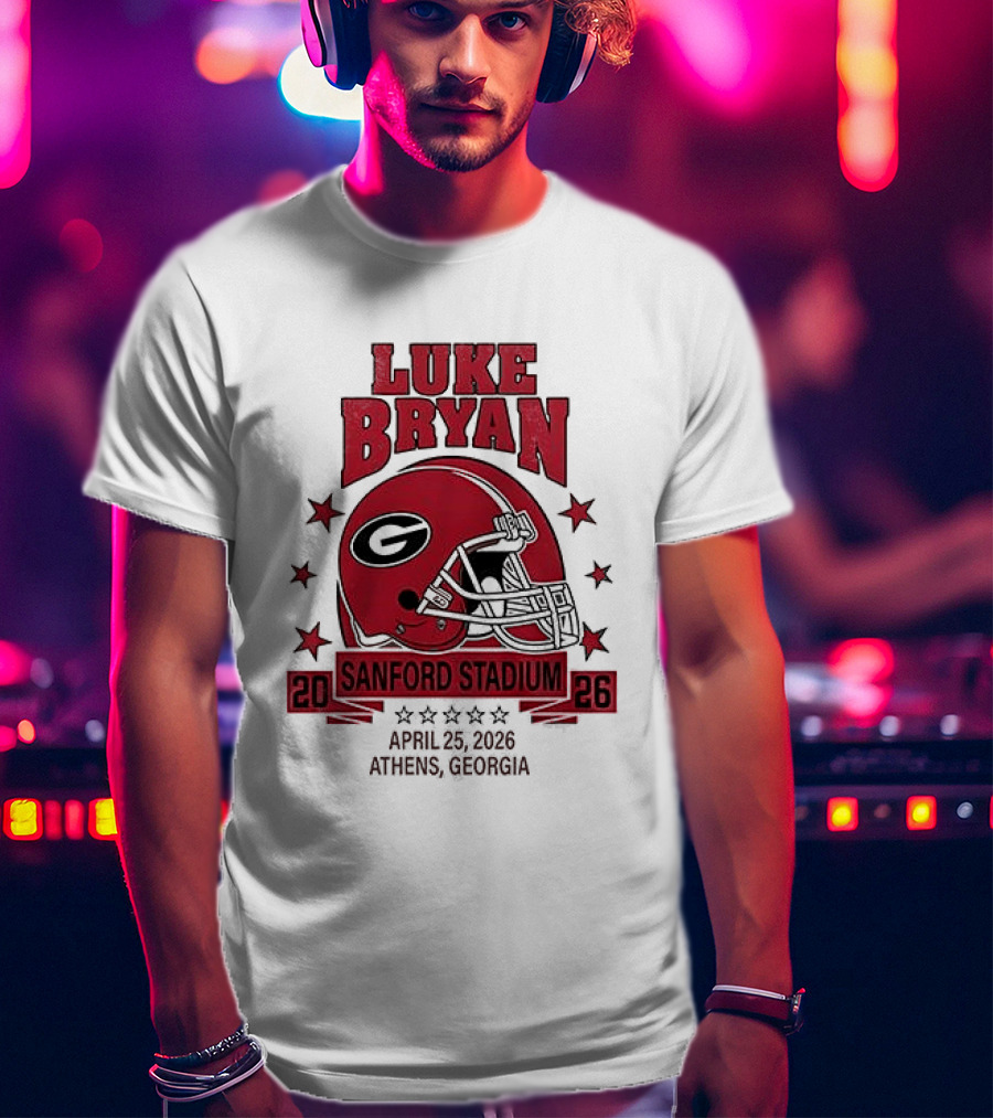 Luke Bryan Sanford Stadium April 26 2026 Athens Georgia Helmet T-Shirt