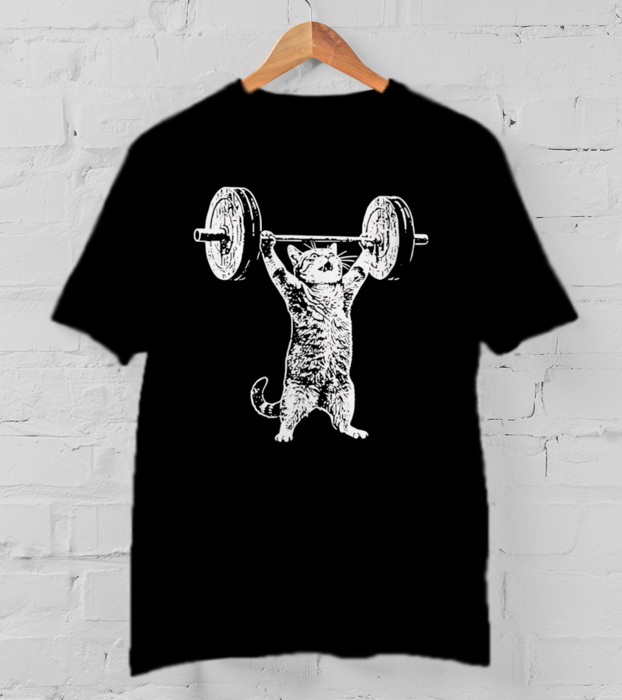 Weight Lifting Cat With Barbell T-Shirt