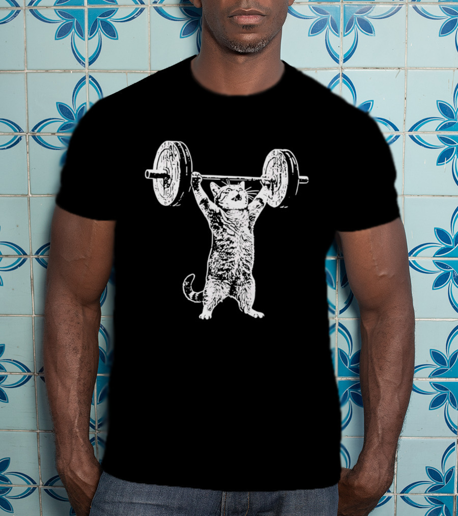Weight Lifting Cat With Barbell T-Shirt