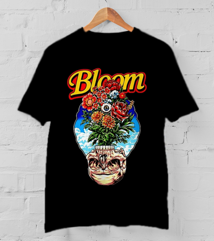 Bloom Skulls And Flowers Summer Classic Vibrant Floral Eyeball T-Shirt