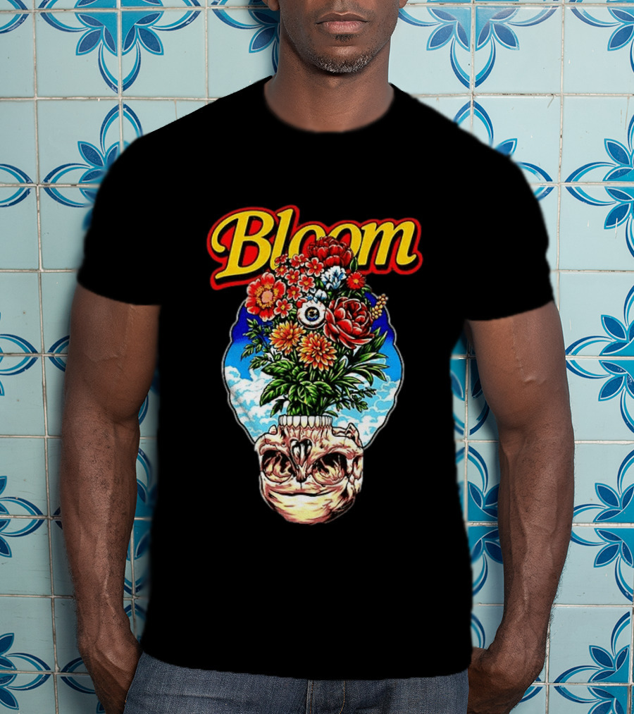 Bloom Skulls And Flowers Summer Classic Vibrant Floral Eyeball T-Shirt