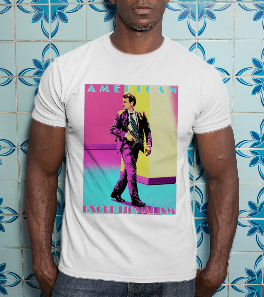 American Exceptionalism Retro Pop Art Style Man With Gun T-Shirt
