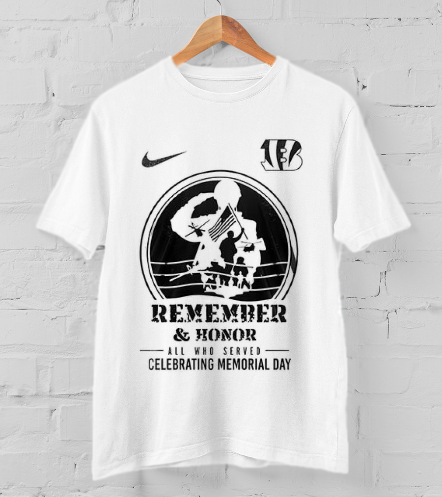Nike Cincinnati Bengals Remember And Honor All Gave Some Celebrating Memorial Day T-Shirt