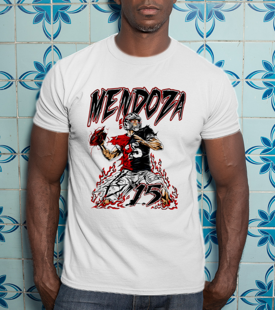 Fernando Mendoza Raiders 15 Hand Drawn Football Athlete T-Shirt