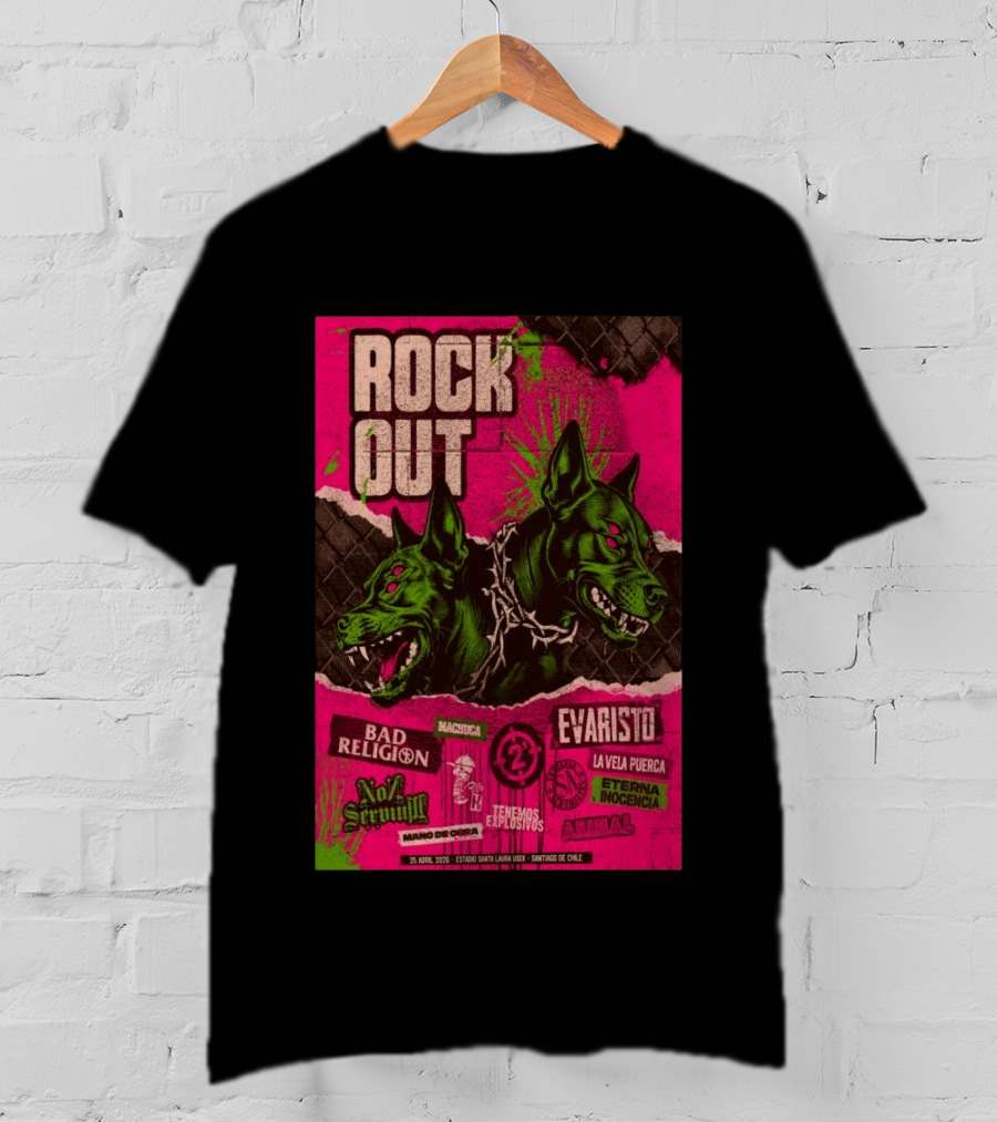 Rock Out Bad Religion Evaristo Santiago Chile April 25 2026 Serigrafía T-Shirt