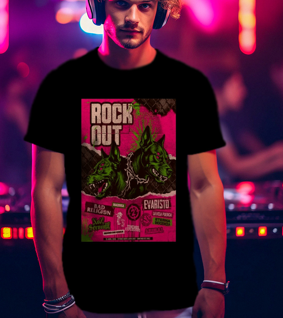 Rock Out Bad Religion Evaristo Santiago Chile April 25 2026 Serigrafía T-Shirt
