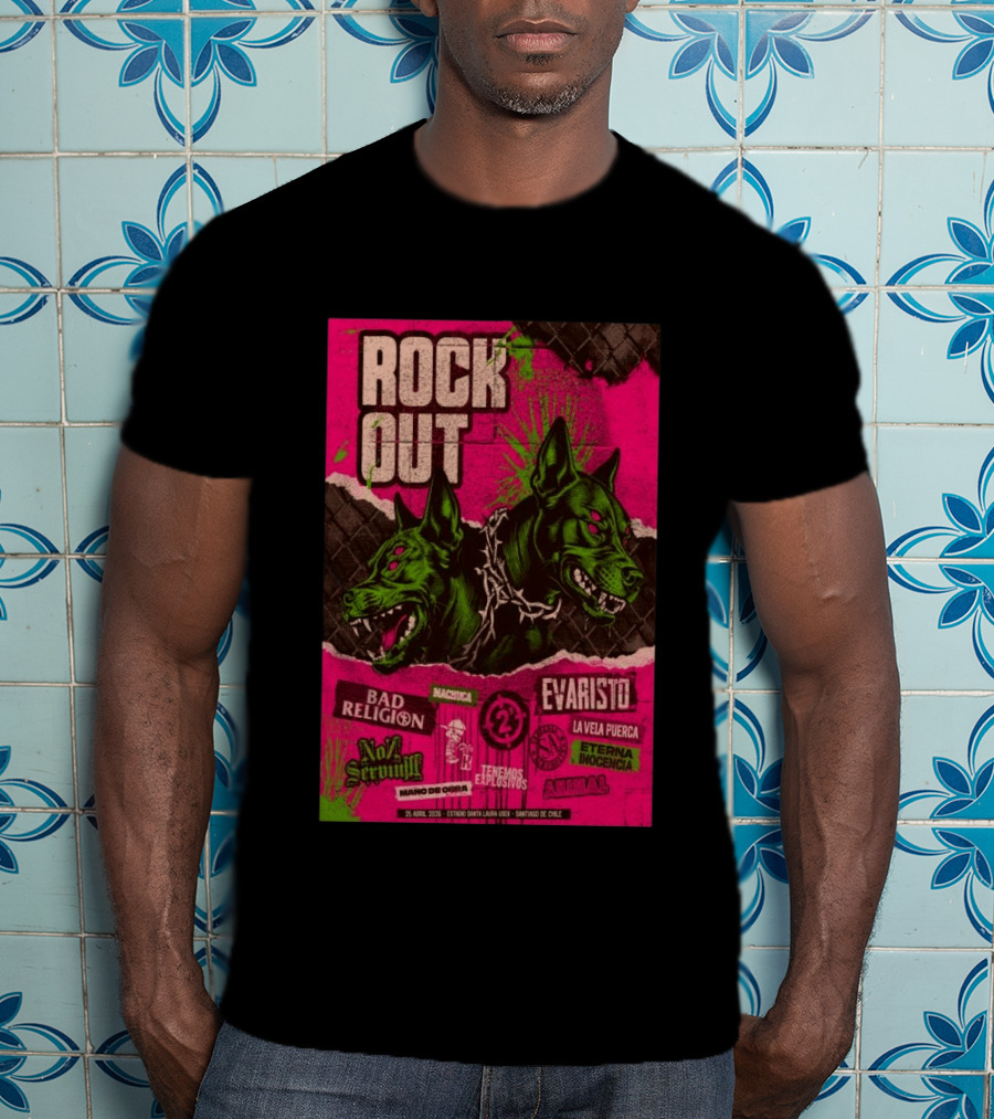 Rock Out Bad Religion Evaristo Santiago Chile April 25 2026 Serigrafía T-Shirt