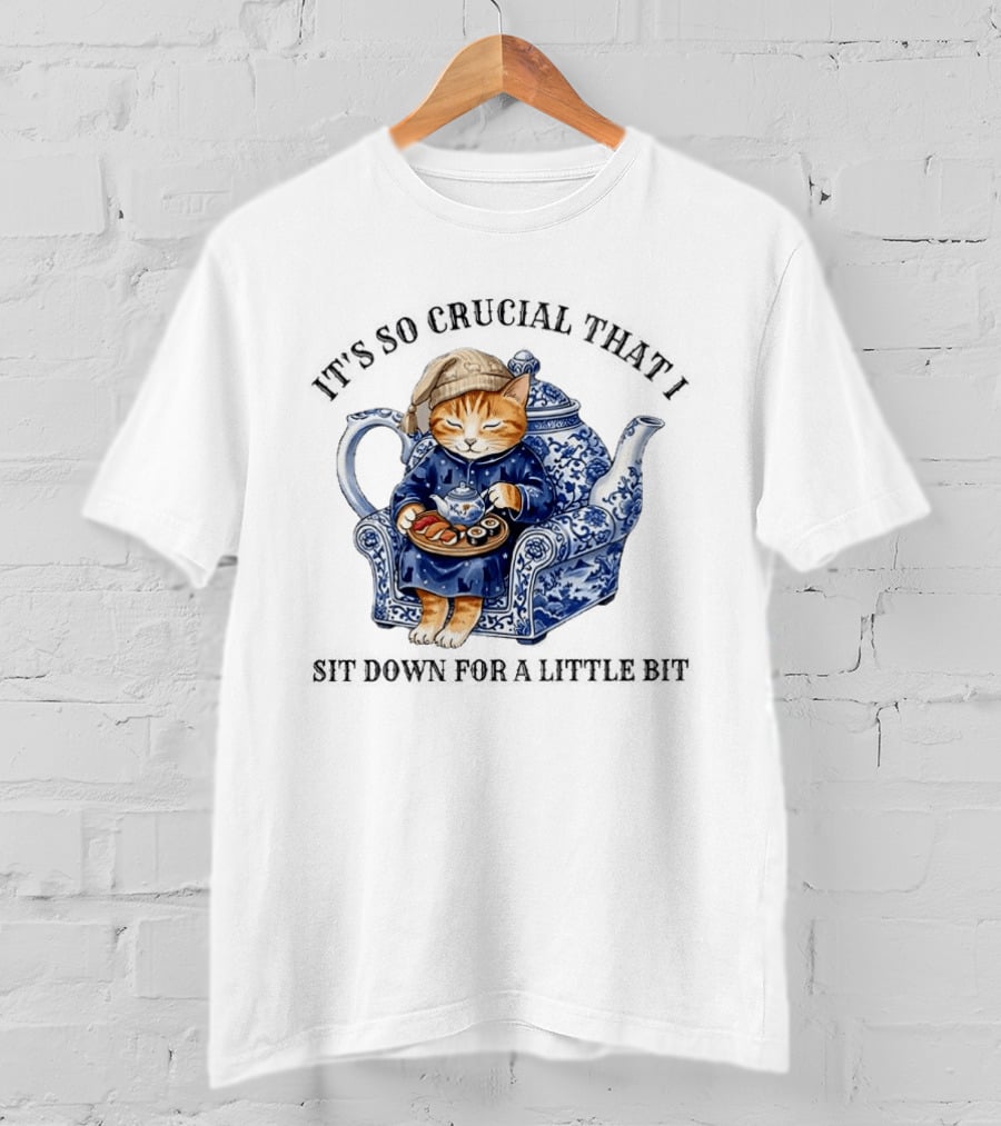 It's So Crucial That I Sit Down For A Little Bit Teapot Nap Cat T-Shirt