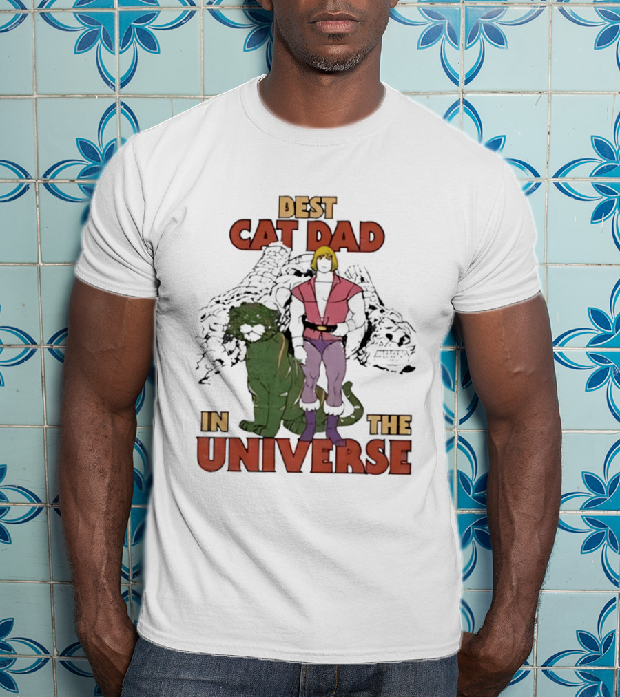 Masters Of The Universe Best Cat Dad In The Universe Heroic He Man And Battle Cat T-Shirt