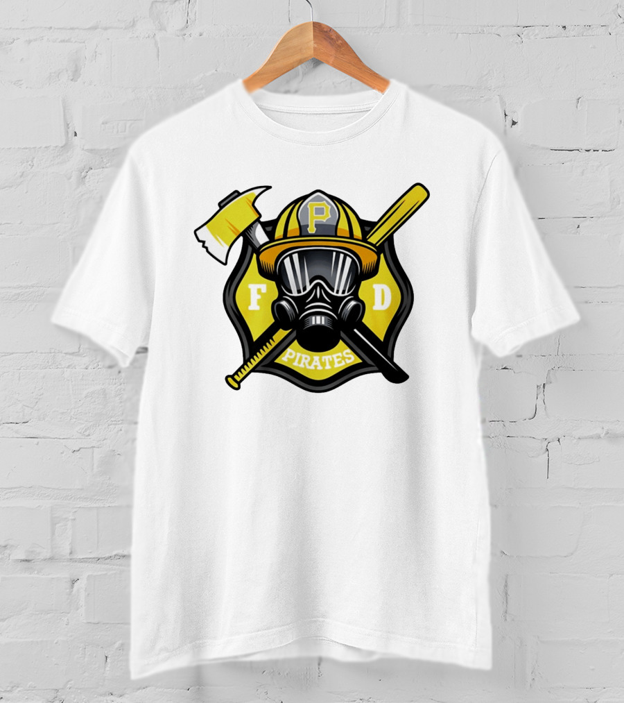 Pittsburgh Pirates Firefighter Helmet Ax FD Spirit T-Shirt