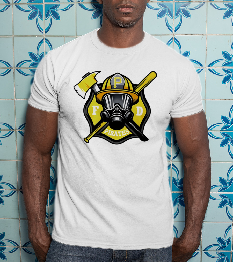 Pittsburgh Pirates Firefighter Helmet Ax FD Spirit T-Shirt