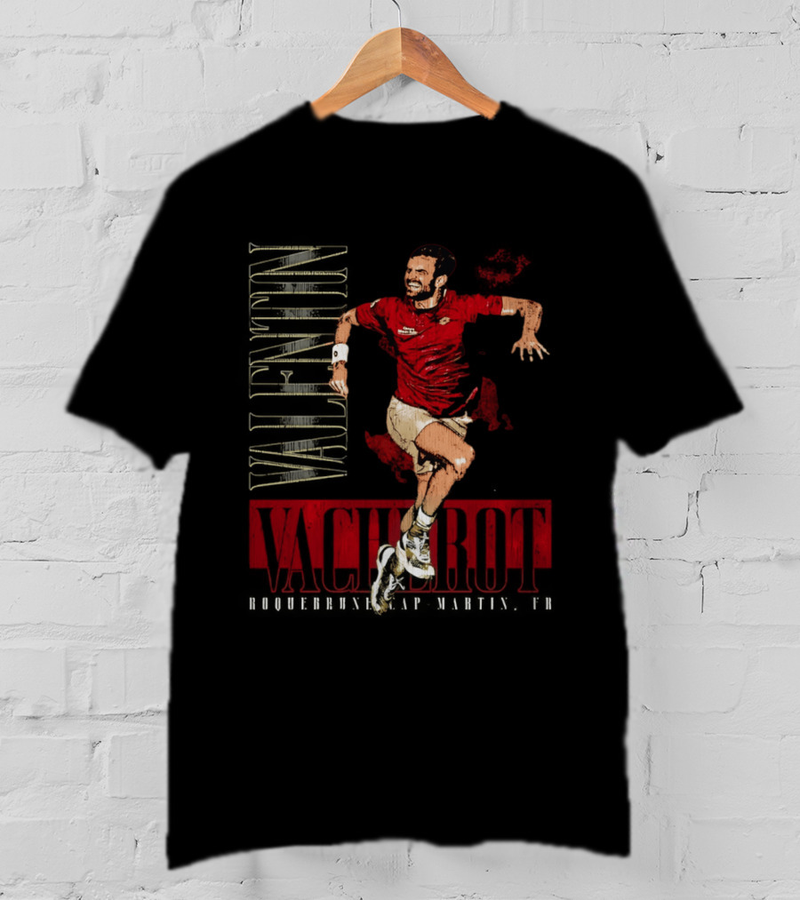 Valentin Vacherot Vertical Name Jumping Athlete Red T-Shirt