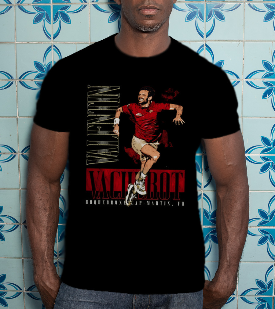 Valentin Vacherot Vertical Name Jumping Athlete Red T-Shirt