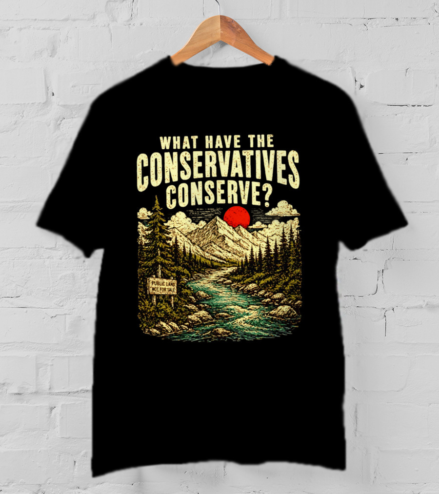 What Have The Conservatives Conserve Public Land Not For Sale Mountains Sun T-Shirt