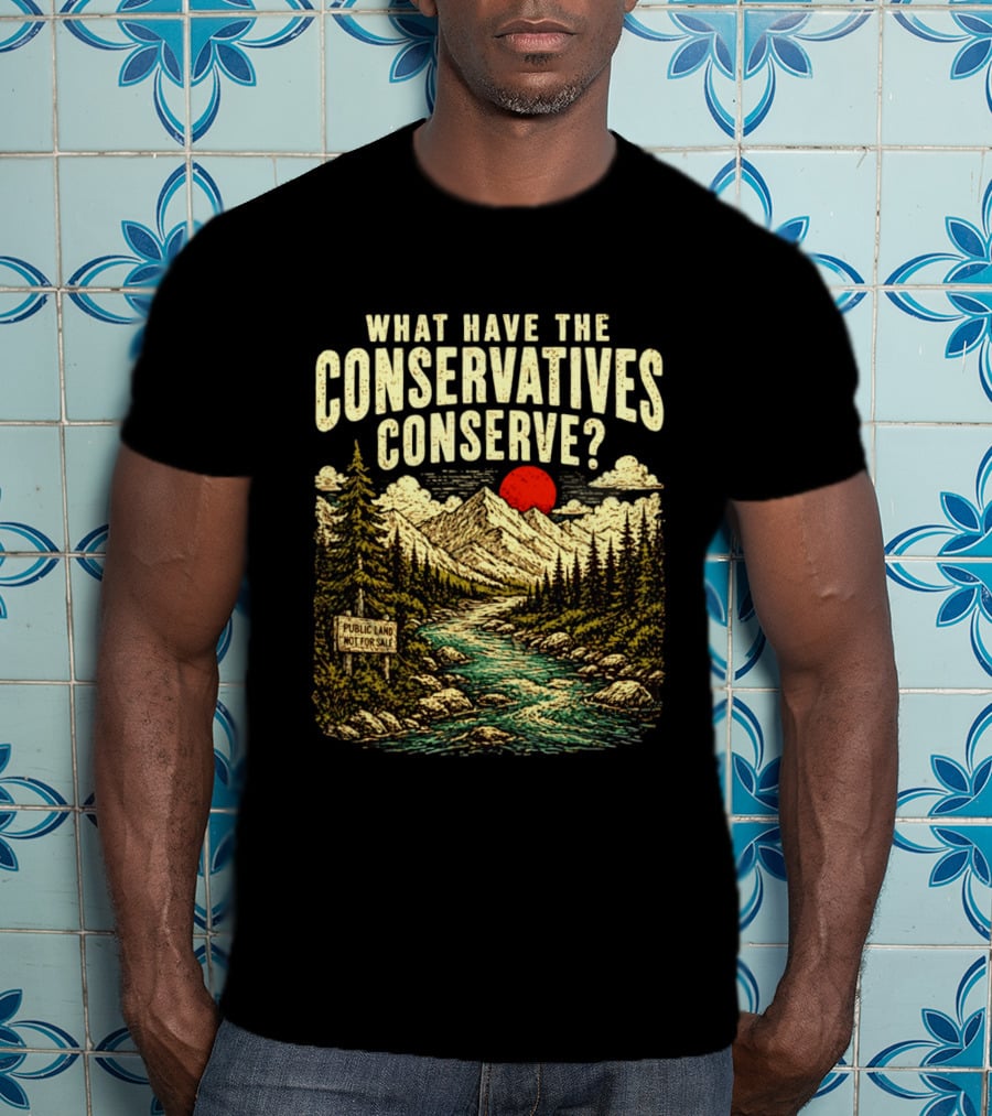 What Have The Conservatives Conserve Public Land Not For Sale Mountains Sun T-Shirt