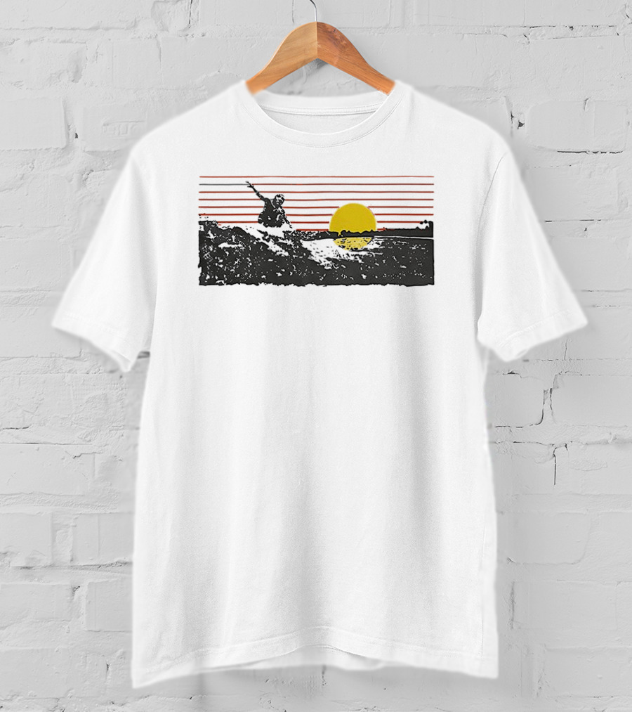 Sunset Surfer Retro Wave Yellow Sun Ocean Lines T-Shirt