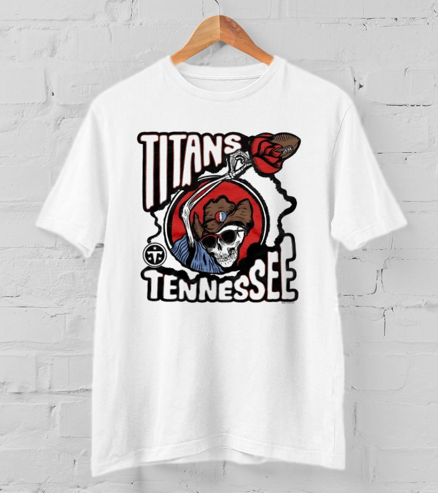 Tennessee Titans Grateful Dead Skeleton Rose Collaboration T-Shirt