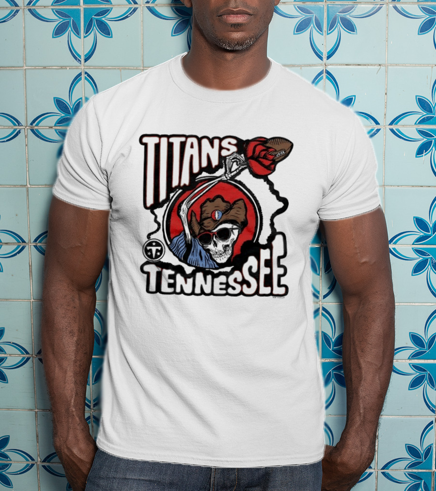Tennessee Titans Grateful Dead Skeleton Rose Collaboration T-Shirt