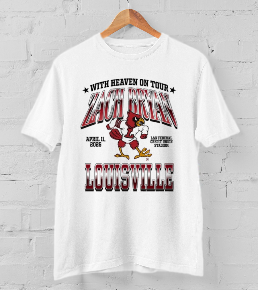 Zach Bryan Louisville April 2026 With Heaven Tour Cardinal Stadium T-Shirt