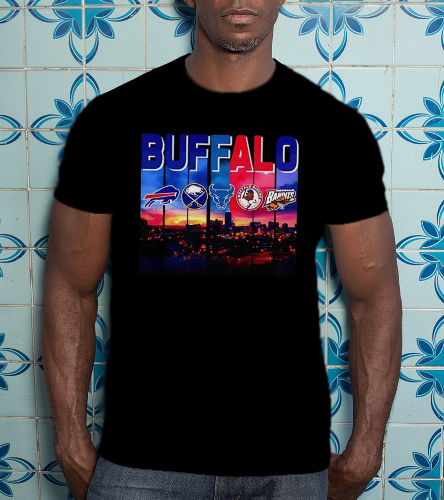 Buffalo Bills Sabres Bandits Bridles City Skyline Sports Teams T-Shirt
