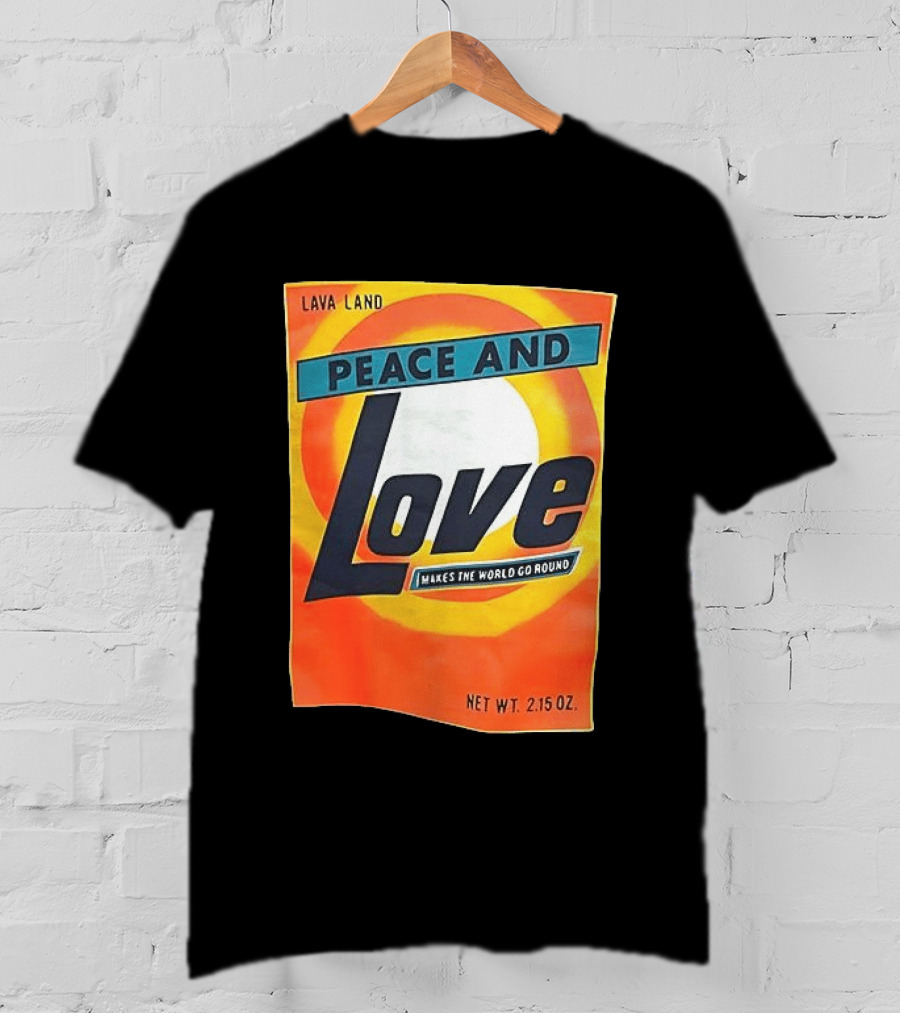Peace And Love Makes The World Go Round Lava Land Retro Style 2.15 Oz T-Shirt