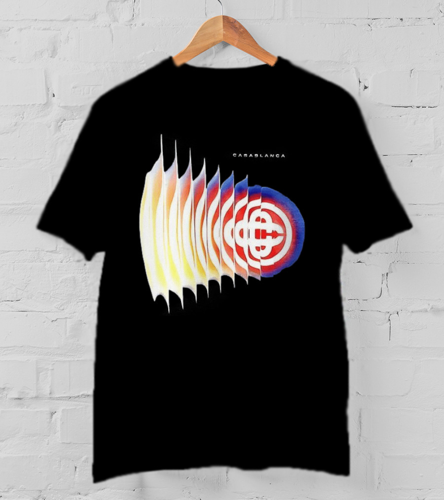 Casablanca Shockwave Optical Illusion Pattern With Red Blue Yellow Layers T-Shirt
