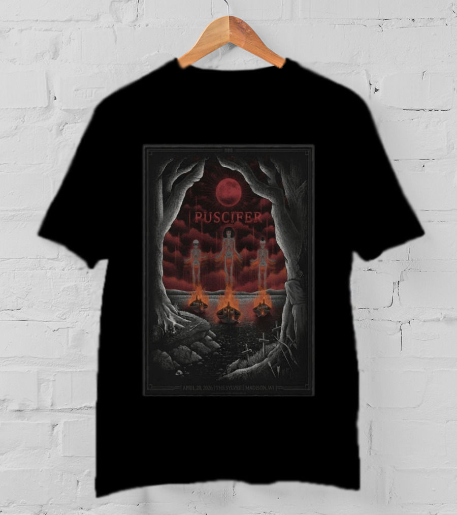 Puscifer April 28 2026 The Sylvee Madison WI Skeleton Red Moon T-Shirt