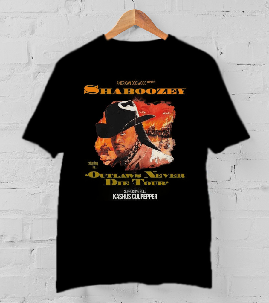 Shaboozey Outlaws Never Die Tour 2026 North America Schedule Dates Cowboy Flames T-Shirt