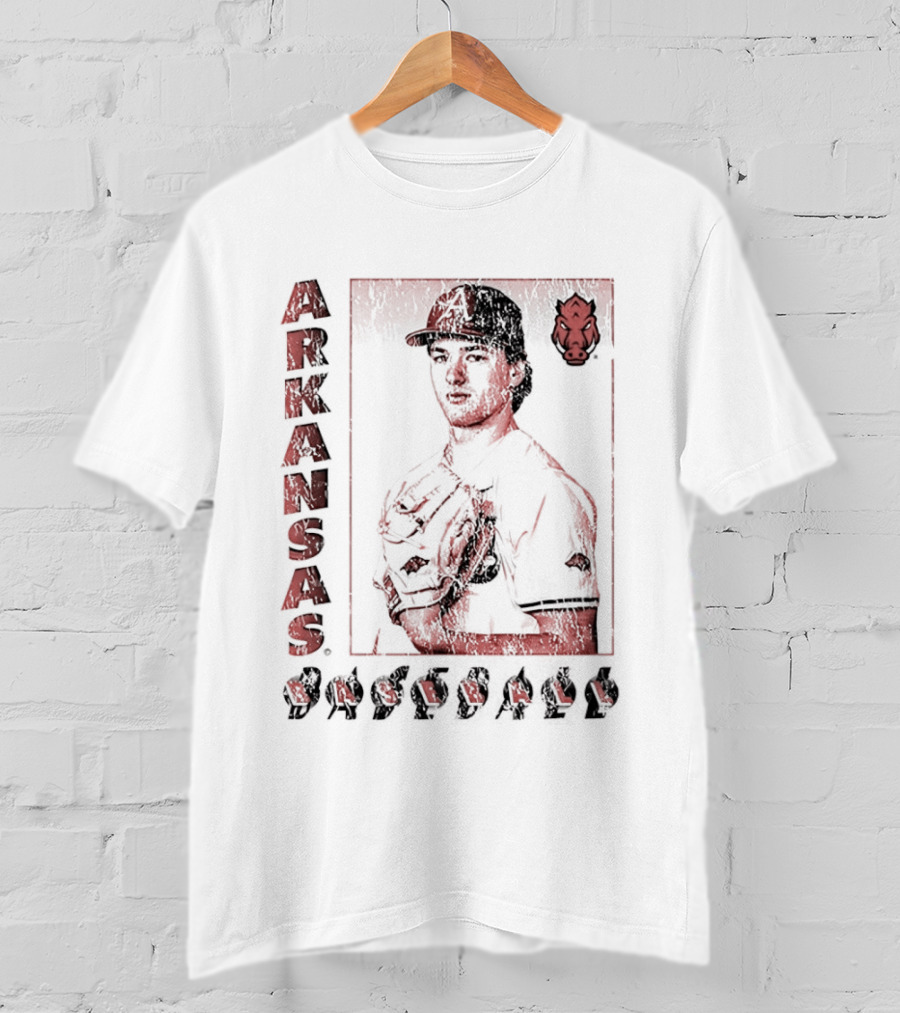 Arkansas Baseball Player With Razorback T-Shirt