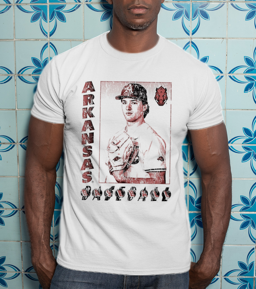 Arkansas Baseball Player With Razorback T-Shirt